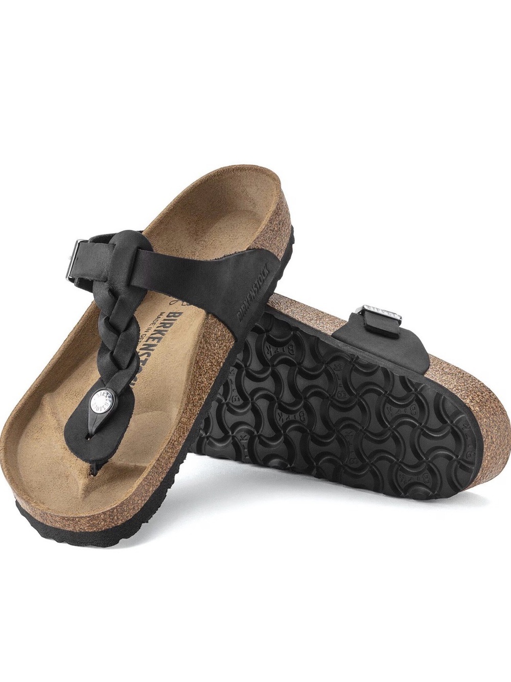 NWOT Birkenstock Gizeh Braided Black Oiled Leather Sandals EU 42